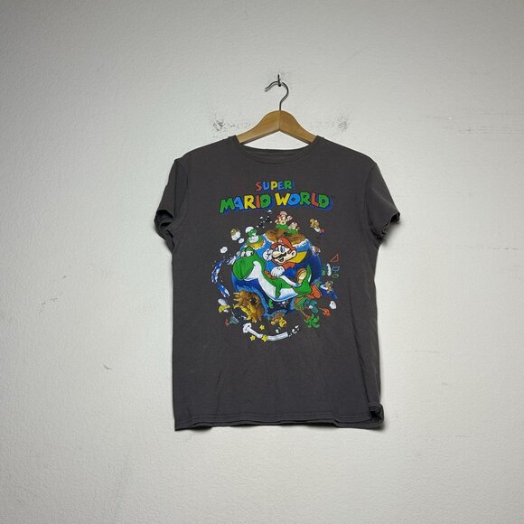 Super Mario World Retro Video Game Bowser Graphic T Shirt Men S Grey Indie - Picture 1 of 8